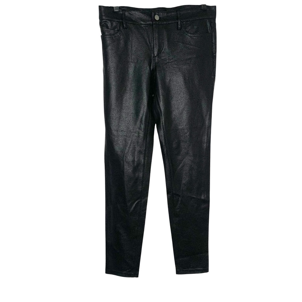 NEW Ann Taylor Women’s Size 4 Black Textured Faux Leather Sleek Trouser Pants